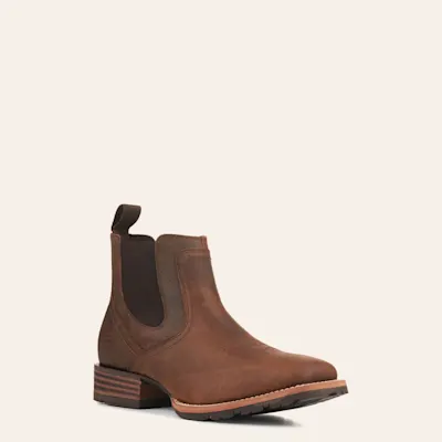 Ariat Men's Hybrid Low Boy Brown Wide Square Toe Chelsea Boots