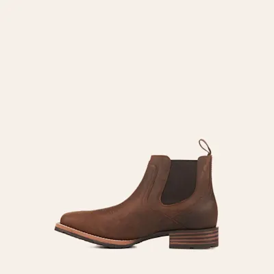 Ariat Men's Hybrid Low Boy Brown Wide Square Toe Chelsea Boots