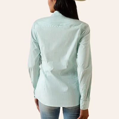 Ariat Women's Kirby Turquoise & White Stripe Print Long Sleeve Shirt