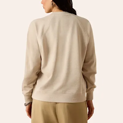 Ariat Women's Victoria Heather Khaki Western Graphic V-Neck Sweatshirt