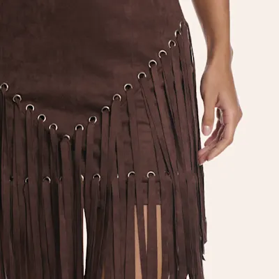 Blue B Women's Dark Brown Fringed Faux Suede Strapless Dress