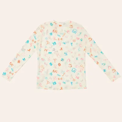 Twisted Filly Girls' Ivory Western Brand Print Long Sleeve Mesh Top