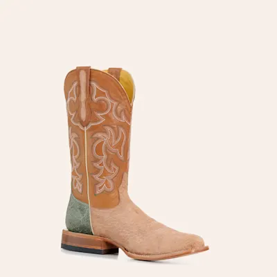 Cavender's Men's Woodson Beige & Whisky Carpincho Wide Square Toe Cowboy Boots