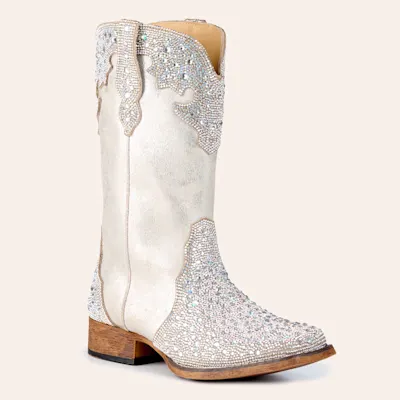 Roper Women's Starlit Sliver Faux Leather Wide Square Toe Cowboy Boots