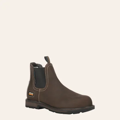 Ariat Men's Groundbreaker Dark Brown Waterproof Round Steel Toe Chelsea Work Boot