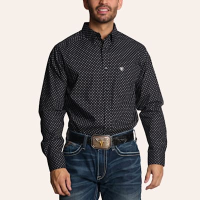 Ariat Men's Quadry Black Geo Print Long Sleeve Shirt
