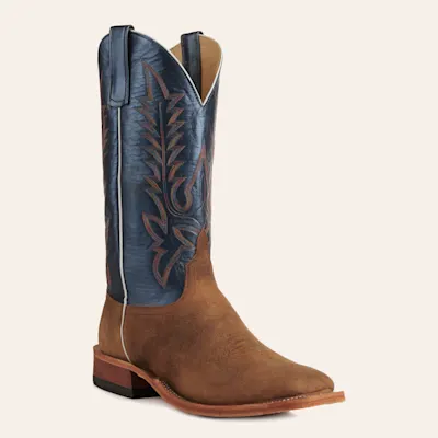 Anderson Bean Men's Sand Elk and Blue Wide Square Toe Cowboy Boots