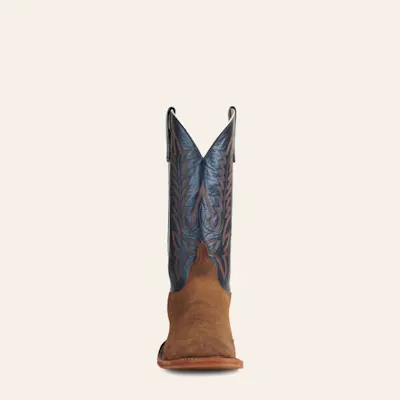 Anderson Bean Men's Sand Elk and Blue Wide Square Toe Cowboy Boots