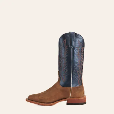 Anderson Bean Men's Sand Elk and Blue Wide Square Toe Cowboy Boots