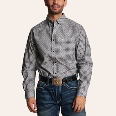 Ariat Men's Fleetwood Black & White Geo Print Long Sleeve Shirt