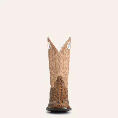 Cavender's Men's Chestnut Hornback Caiman Sand Wide Square Toe Boots