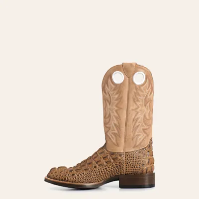 Cavender's Men's Chestnut Hornback Caiman Sand Wide Square Toe Boots
