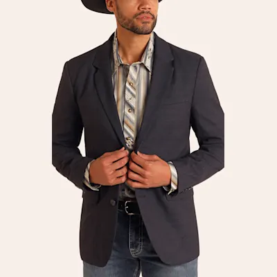 Rock & Roll Denim Men's Black Plaid Sports Coat