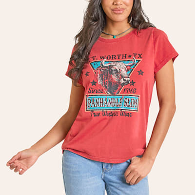 Panhandle Slim Women's Tangerine Steer Head Graphic T-Shirt