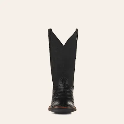 Black Jack Men's Black Caiman Belly Wide Square Toe Exotic Cowboy Boots