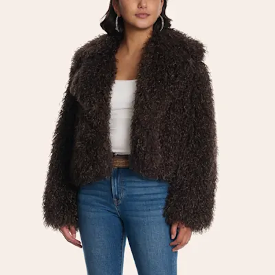 Azalea Wang Women’s Brown Faux Fur Jacket