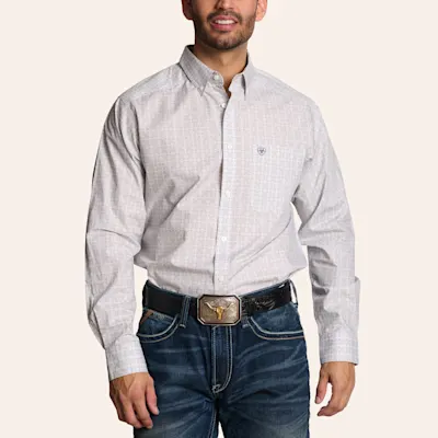 Ariat Men's Fleetwood White Geo Print Long Sleeve Shirt