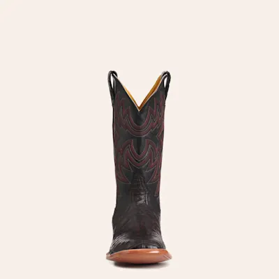 Cavender's Men's Black Cherry Caiman & Black Cherry Leather Wide Square Toe Cowboy Boots