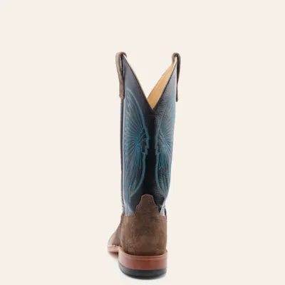 Anderson Bean Men's River Rock Gray Suede and Black Wide Square Toe Cowboy Boot