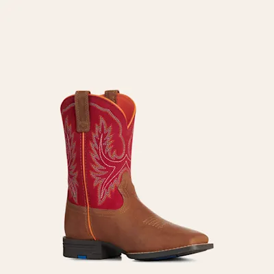 Ariat Youth Chestnut & Red Wide Square Toe Cowboy Boots