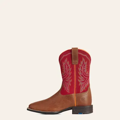Ariat Youth Chestnut & Red Wide Square Toe Cowboy Boots