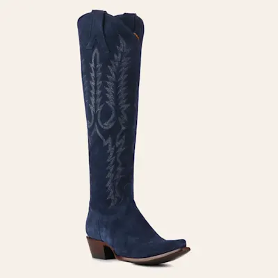 Old Gringo Women's Mayra Bis Navy Suede 18" Tall Snip Toe Cowboy Boots