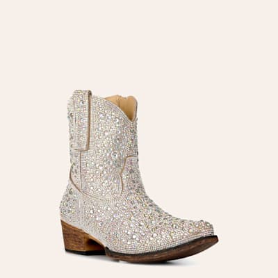 Roper Women's Shay Jewels Silver Rhinestone Snip Toe Cowboy Booties