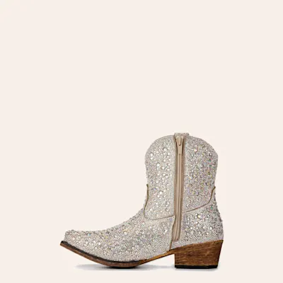 Roper Women's Shay Jewels Silver Rhinestone Snip Toe Cowboy Booties