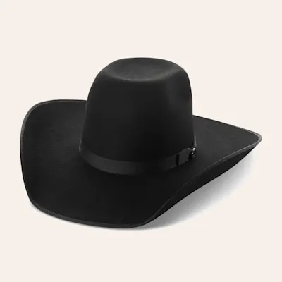 Cavender's Cowboy Collection 3X Black Bull Rider Crown Premium Wool Cowboy Hat