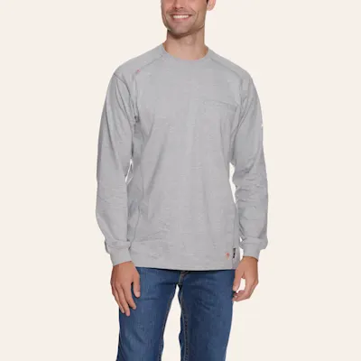 Ariat Men's Air Crew Heather Silver Fox FR Work Shirt
