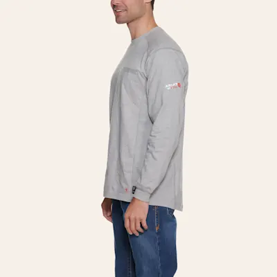 Ariat Men's Air Crew Heather Silver Fox FR Work Shirt