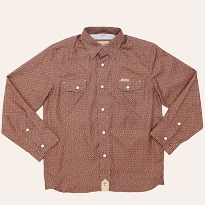 Rafter C Boys' Rust Geo Print Long Sleeve Pearl Snap Western Shirt