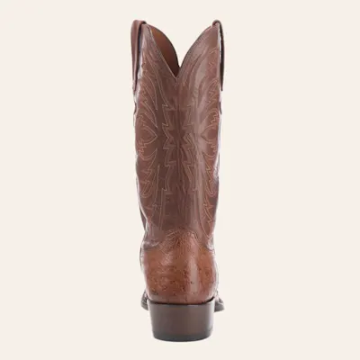 Lucchese Men's Barnwood Tan and Brown Full Quill Ostrich R-Toe Exotic Cowboy Boots 2 Lucchese Men's Barnwood Tan and Brown Full Quill Ostrich R-Toe Exotic Cowboy Boots