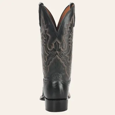 Lucchese Men's 1883 Black Caiman Belly Tail Square Toe Exotic Cowboy Boots