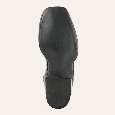 Lucchese Men's 1883 Black Caiman Belly Tail Square Toe Exotic Cowboy Boots