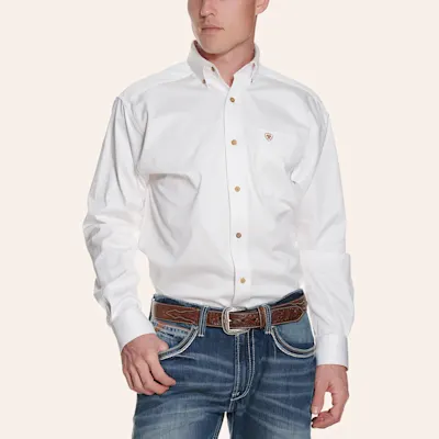 Ariat Men's Solid White Long Sleeve Western Shirt - Big & Tall