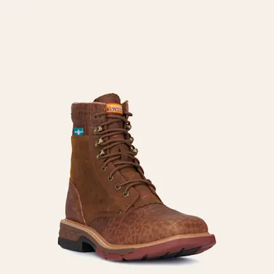 Twisted X Men's Cognac CellStretch Waterproof Lace Up Wide Square Toe Work Boots