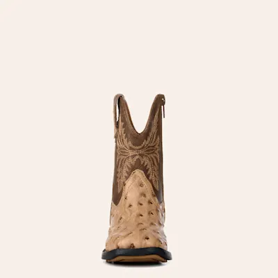 Roper Toddler's Jed Brown and Tan Ostrich Print Faux Leather Square Toe Boots
