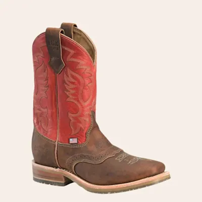 Double H Men’s Red ICE Collection Crazy Horse Leather Square Toe Cowboy Boots