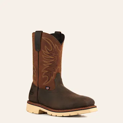 Thorogood Men's American Heritage Crazy Horse & Pebble Brown Wide Square Steel Toe Work Boots