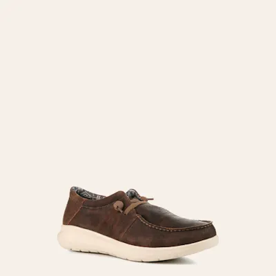 Ariat Men's Hilo Western Brown Leather Moc Toe Casual Shoes