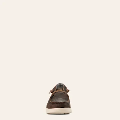 Ariat Men's Hilo Western Brown Leather Moc Toe Casual Shoes