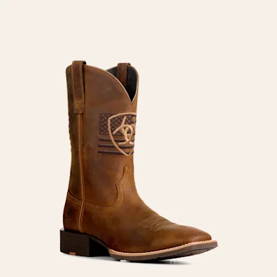 Ariat Men's Distressed Brown Sport Freedom Wide Square Toe Cowboy Boots