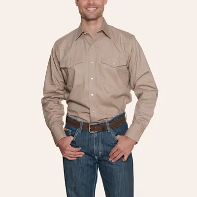 Cowboy Workwear Khaki Long Sleeve Work Shirt