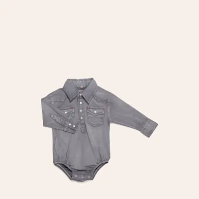 Rafter C Infant Boys' ProFlex45 Washed Gray Long Sleeve Stretch Western Onesie