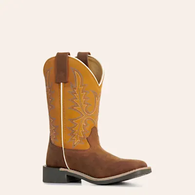 Smoky Mountain Youth Dark Brown & Tan Wide Square Toe Cowboy Boots
