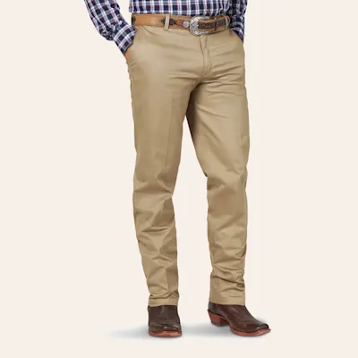 Wrangler Men's Khaki Flat Front Relaxed Fit Wrinkle Resistant Casual Pants
