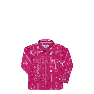 Cowgirl Hardware Toddler Girl's Dark Pink Aztec Horse Western Shirt