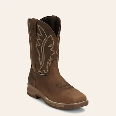 Justin Men's Brown Nitread Waterproof Oil & Slip Resistant Work Boots