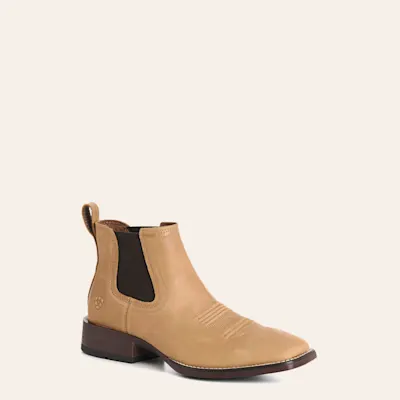 Ariat Men's Booker Ultra Rough Almond Brown Bantamweight Wide Square Toe Chelsea Boots